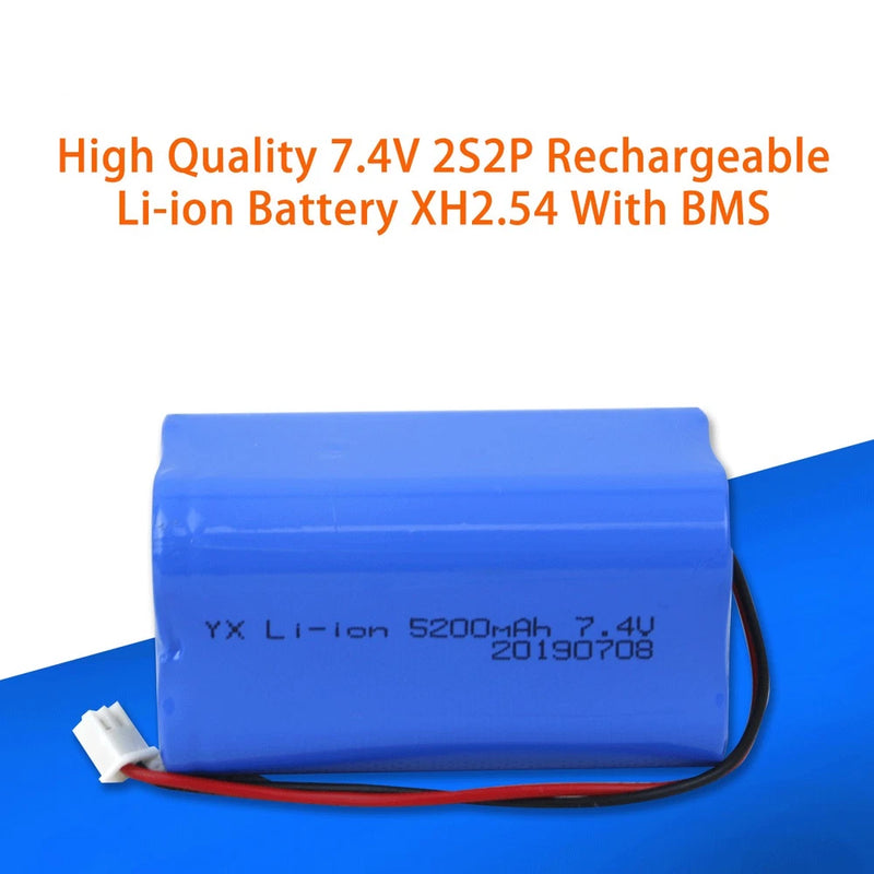 7.4V 2S2P Lithium Battery Pack Rechargeable Li-ion Battery With XH2.54 Connector
