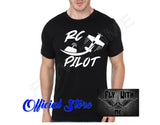 RC airplane pilot T-shirt, black with white RC PILOT graphic