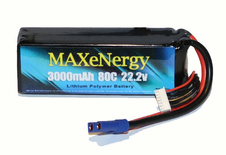 MAXeNergy 3000mAh 22.2V 80C 6S LiPo Battery EC5 RC Car Truck Boat Drag Racing Battery