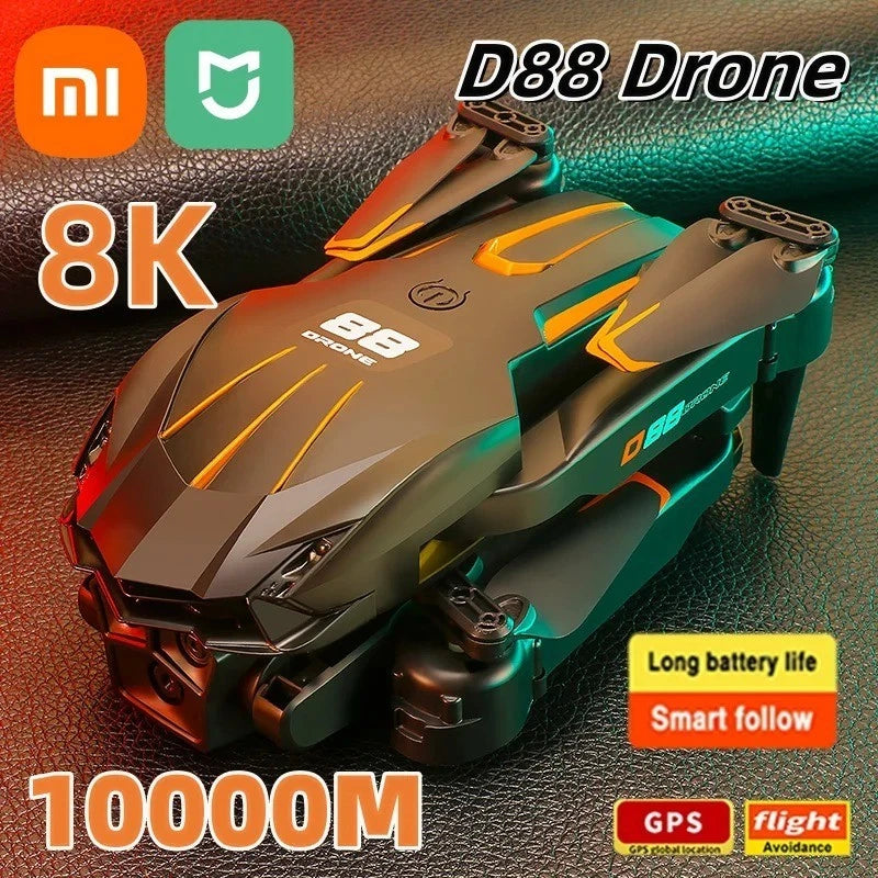 Xiaomi MIJIA D88 8K drone, gray and green quadcopter with front camera module