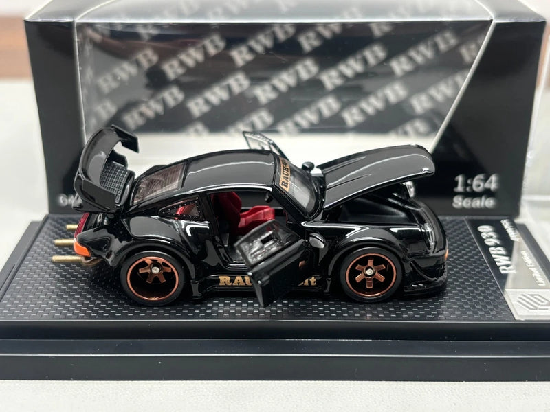 6Pcs FG 1:64 Black RWB 930 Sports Full Open Model Diecast Car Collection