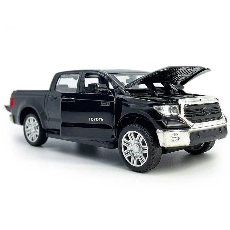 1/36 Tundra Model Car Diecast Toy Vehicle Doors Open Pull Back Boys Gifts Black Battery