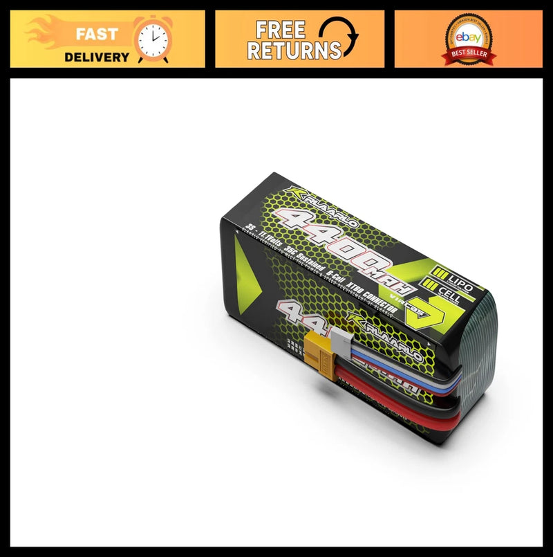 High-Performance 11.1V 4400mAh 35C Lipo Battery Pack with XT60 Plug for RC Cars/ Battery