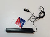 Black battery adapter for portable FM radio, with wiring and round connector plug