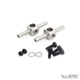 Metal tail rotor hub set with two silver hubs, screws, and washers for RC helicopter