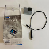GoPro HERO7 White waterproof action camera with USB cable and screen protector