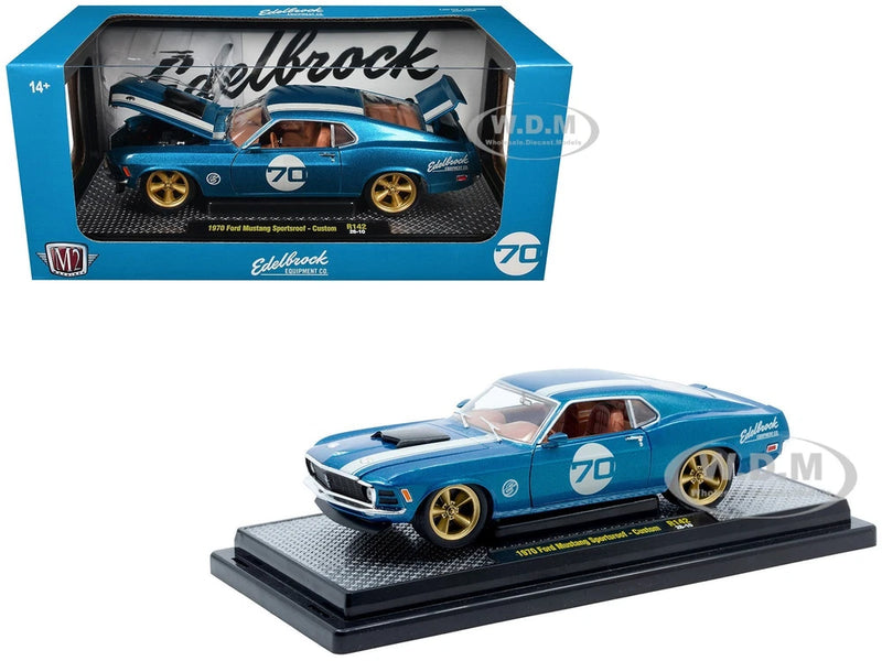 1970 FORD MUSTANG SPORTSROOF #70 BLUE 1/24 DIECAST MODEL CAR BY M2 40300-142 B
