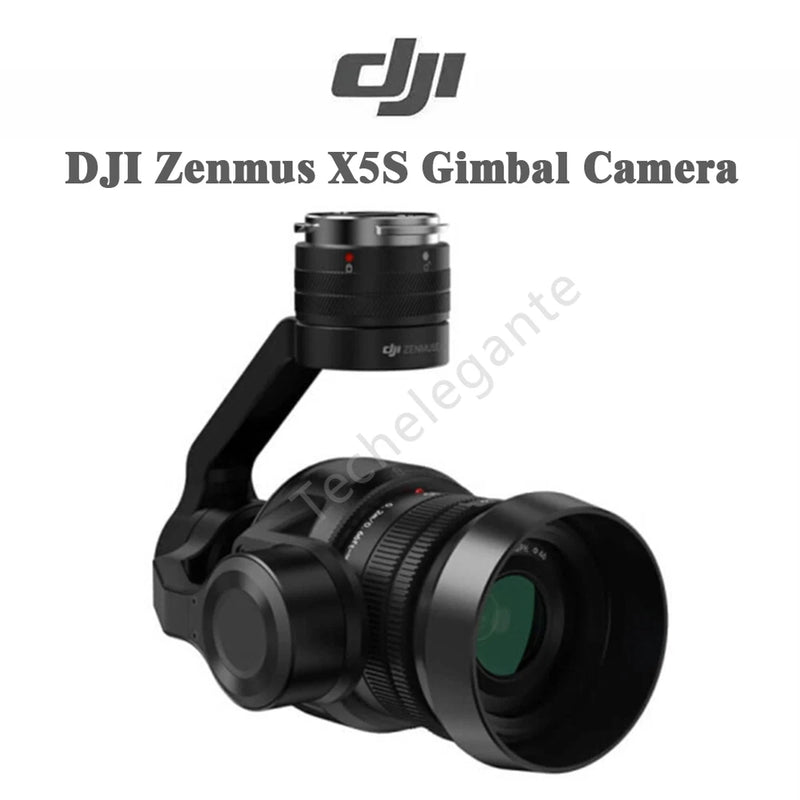 Gimbal camera with black housing and front lens, handheld gimbal arm
