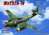 Plastic model kit of green Me262A-2A WWII jet plane with markings