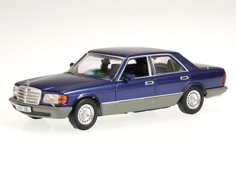 Mercedes W126 500 SE 1979 blue metallic diecast model car IXO-am 1:43