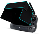 DJI RC remote sun hood cover, black with teal trim, folded over controller