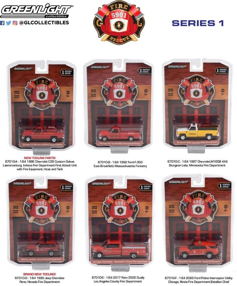 Greenlight 67010 Fire & Rescue Series 1 , Set of 6 Diecast Model Cars 1:64
