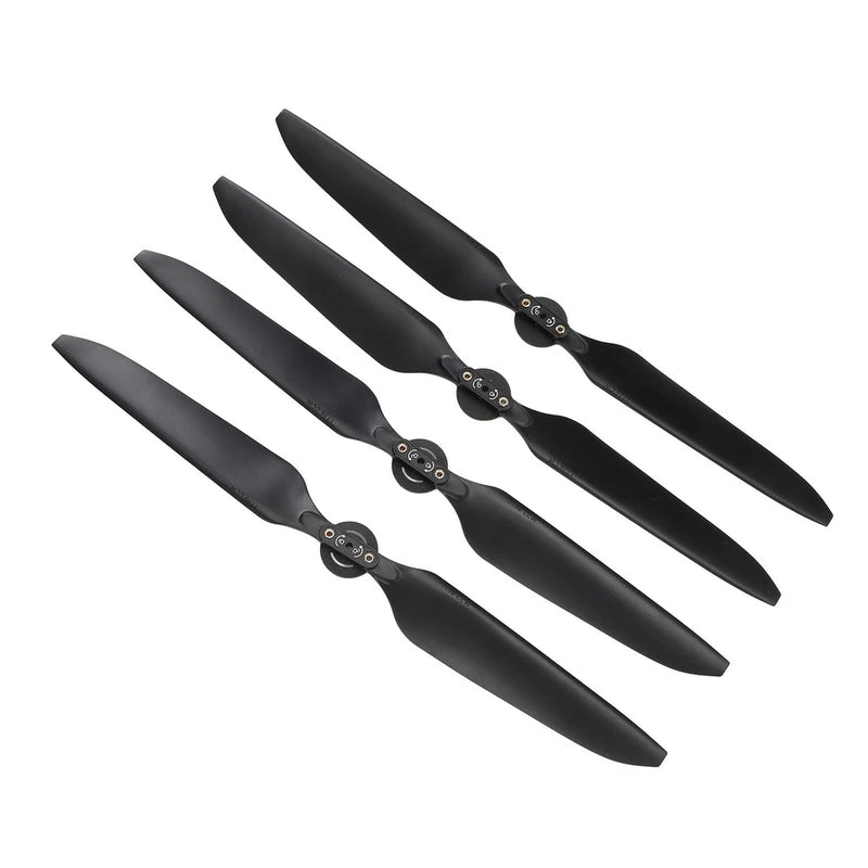 Drone propeller set with five black blades and central hubs