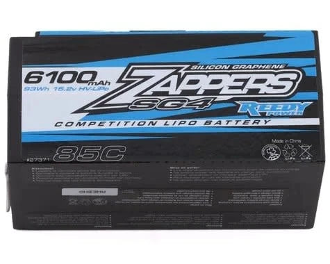 ASC27371  Zappers SG4 4S 15.2V 6100mAh 85C Shorty LiPo w/ 5mm Bullets Battery