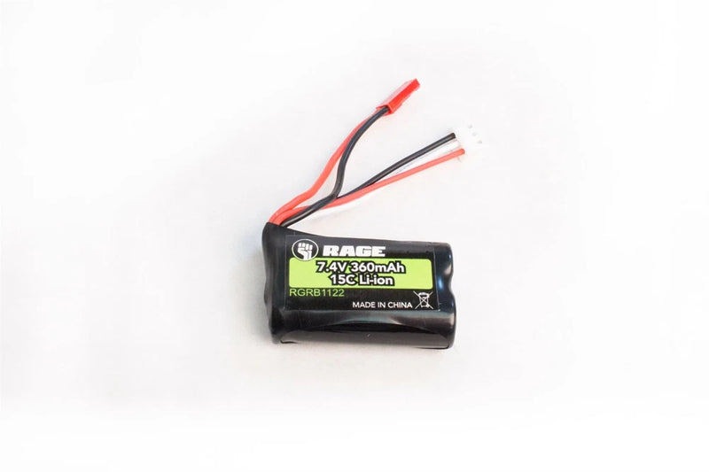 Rage R/C - 7.4v, 360mAh Li-ion Battery: Aqua Dart, Black Marlin MX Battery