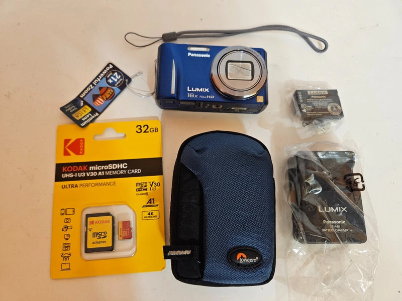 Panasonic Lumix DMC-ZS10 Digital Camera 14.1MP 16x Opt Zoom HD Video GPS Blue