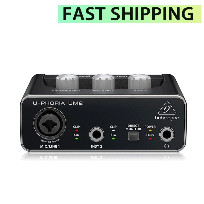 U-PHORIA UM2 2x2 USB Sound Card Audiophile Audio Interface with Mic Preamp #HOT