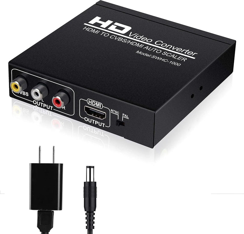 HDMI to RCA and HDMI Adapter Converter, 3RCA CVBS AV Composite Video Audio Adapt
