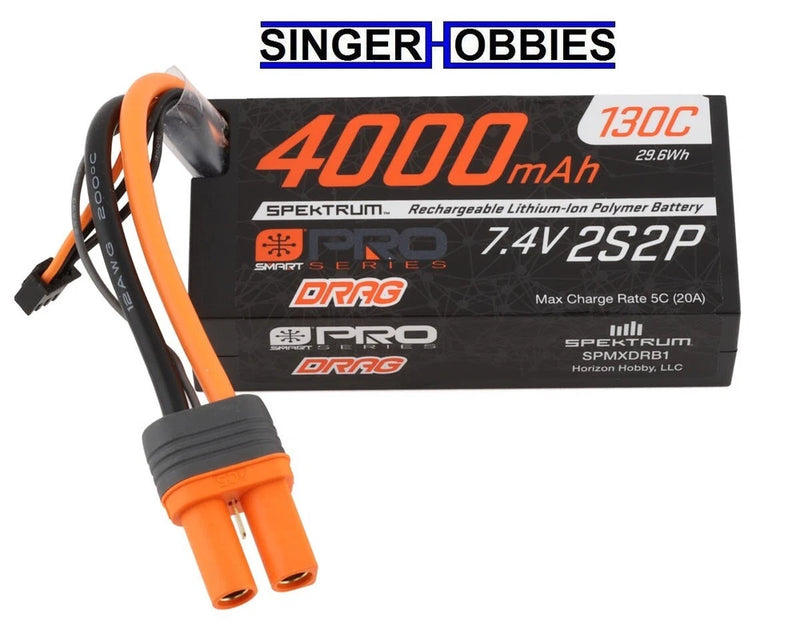 Spektrum SPMXDRB1 2S 130C Smart LiPo No Prep Drag Pro Series Battery w/IC5 HH Battery