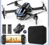 RC quadcopter drone with camera, 4 propellers, remote, spare batteries, carrying case