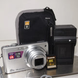 Panasonic Lumix DMC-FH20 Digital Camera Silver Charger Battery SD Card Case