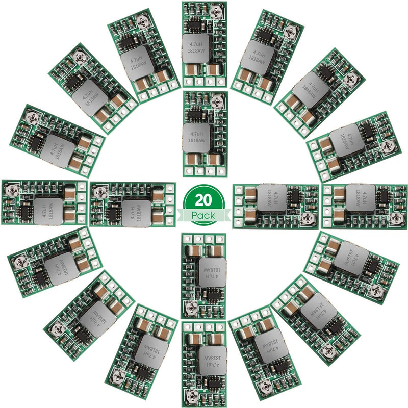 20 Pieces 5V Regulator Module Mini Voltage Reducer Adjustable DC 4.5-24V 12V ...