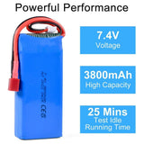 7.4V 3800mAh 2S LiPo Battery T-Dean Plug for Wltoys 144001 144010 124017 RC Car