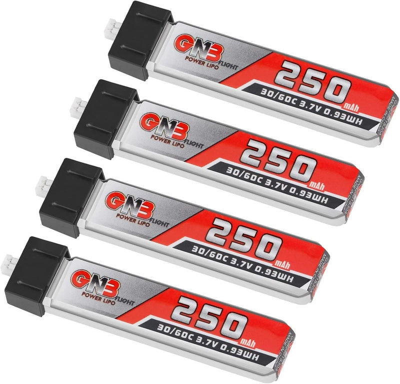 1S LiPo Battery 4pcs 3.7V 250mAh 30C Blade Inductrix Battery Micro JST 1.25 Battery