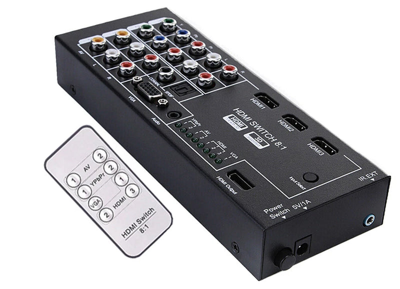 Multi-Input RCA VGA Component YPbPr HD 1080P Scaler Converter With Remote