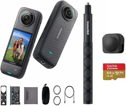 Insta360 X4 8K Waterproof 72MP 360?? Action Camera+Selfie Stick+Cap+64GB Memory