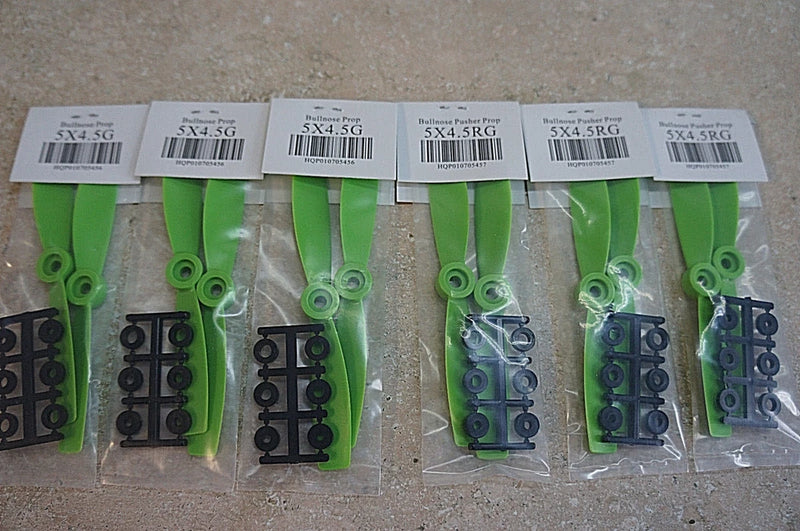 HQ Prop Green 5x4.5 Bullnose 6-CCW/6-CW Propellers(12 props)