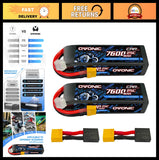 High-Capacity 2S Lipo Battery 7.4V 7600mAh 25C TRA Connector for RC Cars, Drones Battery