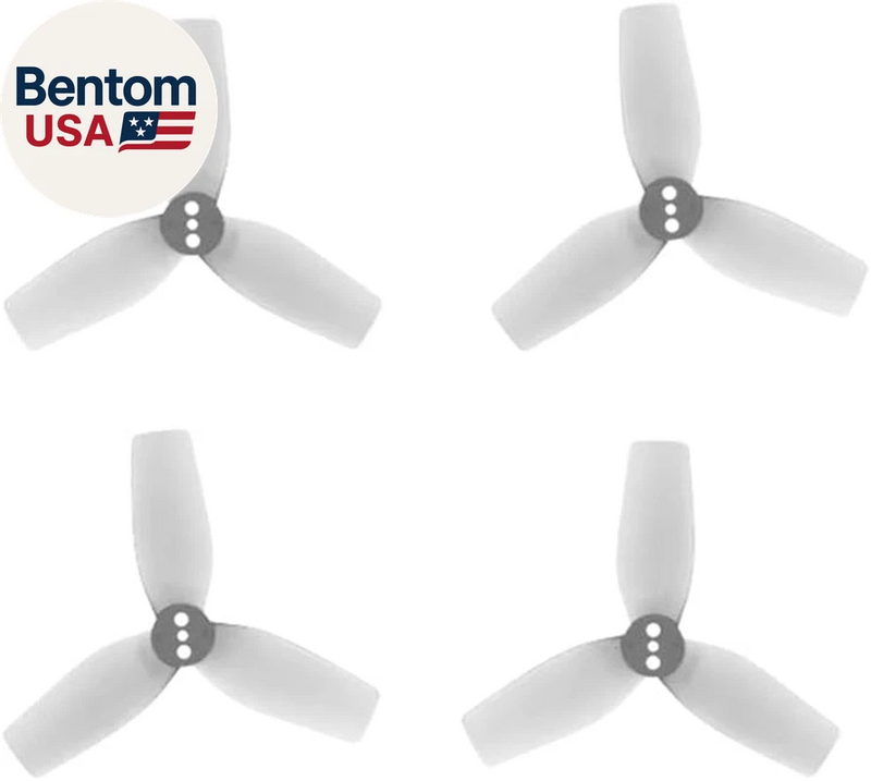 RC drone propeller set with four light-gray blades and central dark hubs