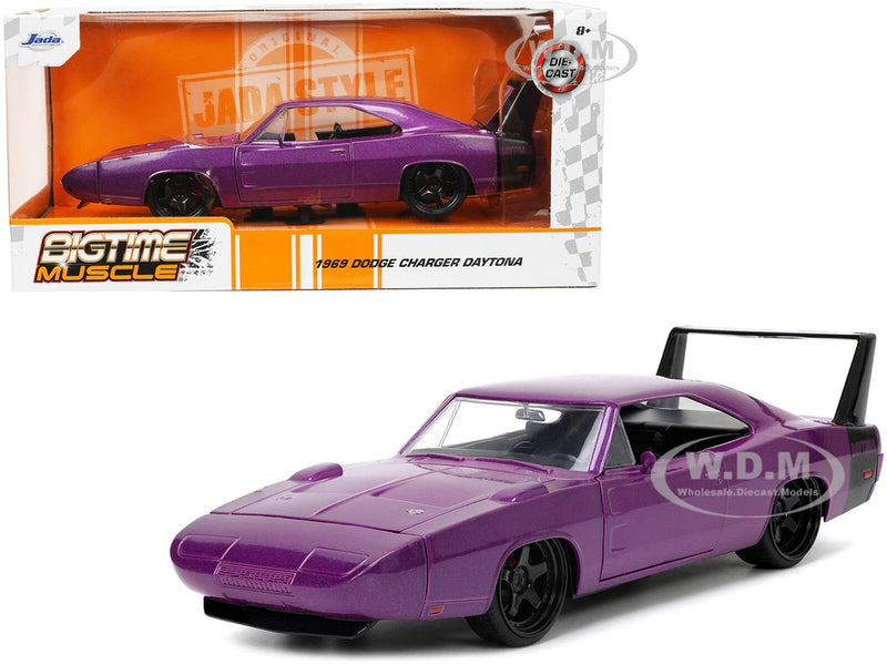 1969 DODGE CHARGER DAYTONA PURPLE METALLIC 1/24 DIECAST MODEL CAR BY JADA 34036