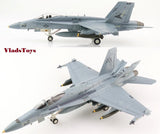 1/72 F/A-18C Hornet model aircraft with light gray fuselage and VFA markings