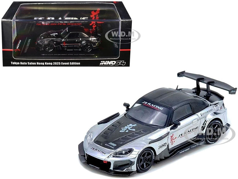 HONDA S2000 RHD "J'S RACING" CHROME SILVER 1/64 INNO MODELS IN64-S2000JS-TASHK25