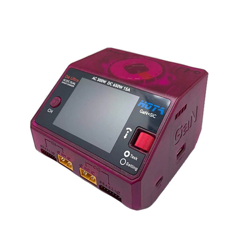 HOTA D6 Ultra GaN + SiC AC/DC Charger - Transparent Purple Battery