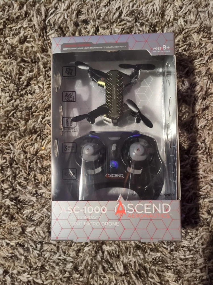 Folding micro RC drone with 6-axis gyro, in retail box by Ascend Aeronautics