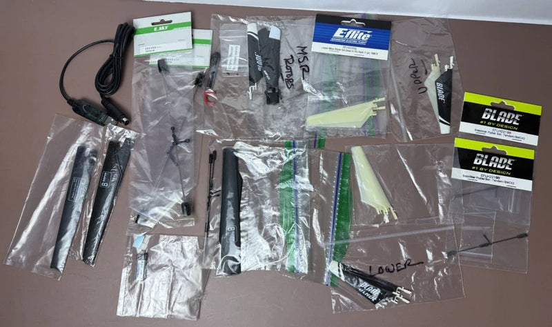 Lot of Radio Control Helicopter Parts Blades, Stabilizers and more