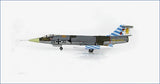 1:72 Lockheed F-104 Starfighter model jet with blue tail markings, dark gray finish