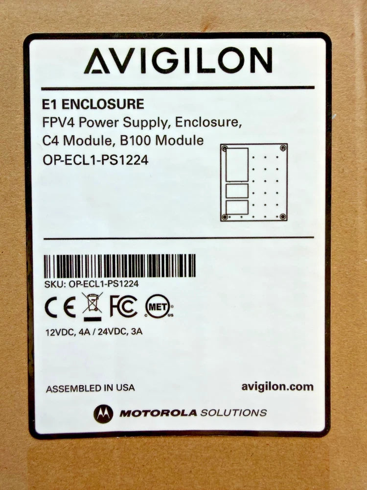 AVIGILON E1 ENCLOUSURE OP-ECL1-PS1224.  FPV4, C4 Module, B100 Module