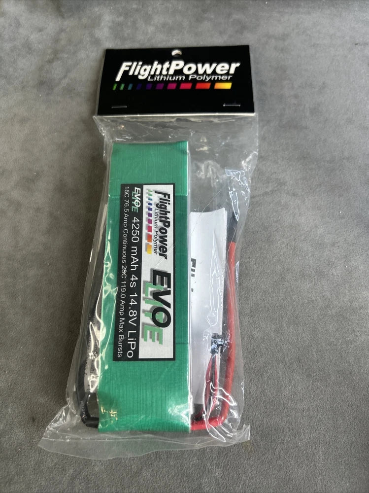 FlightPower Lithium Polymer EVOLITE 4250mAh 4s 14.8V LiPo Battery Brand New Battery