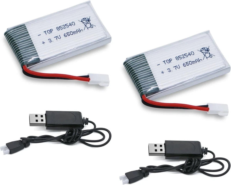 2x 3.7v Drone Battery 650mAh Rechargeable for SYMA X5C X5SW X5SC WLtoys V252 XT