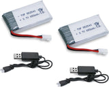 2x 3.7v Drone Battery 650mAh Rechargeable for SYMA X5C X5SW X5SC WLtoys V252 XT