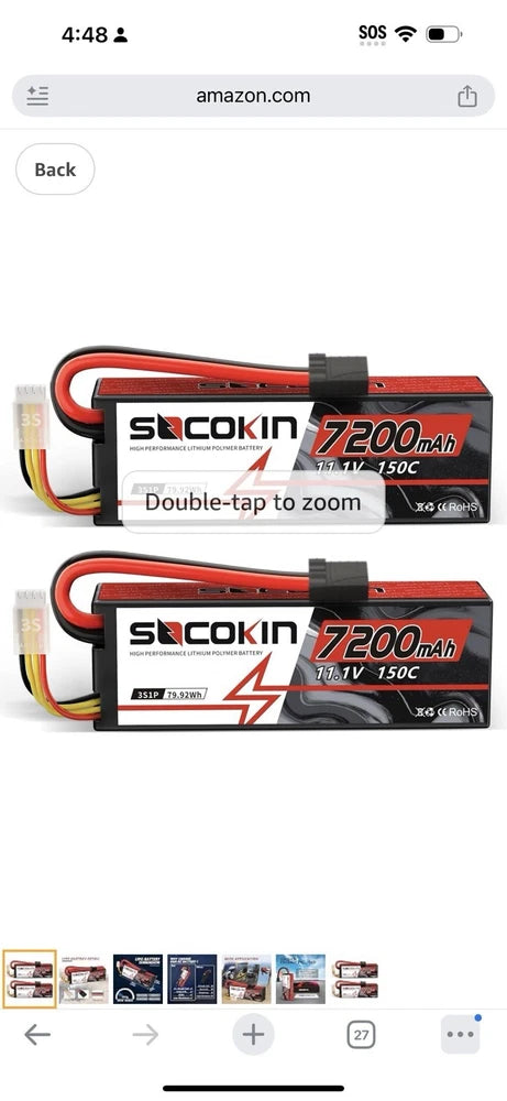 3S Lipo Battery 11.1V 7200mAh 150C RC Lipo Battery Hard Case with TR Plug Battery