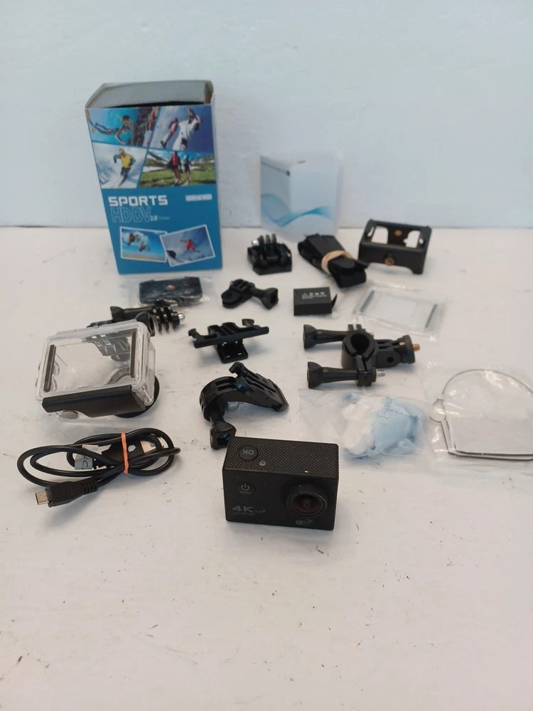 4K Sports Cam Wi/Fi HD Helmet Mini Action Camera W/Accessories.4GB USED