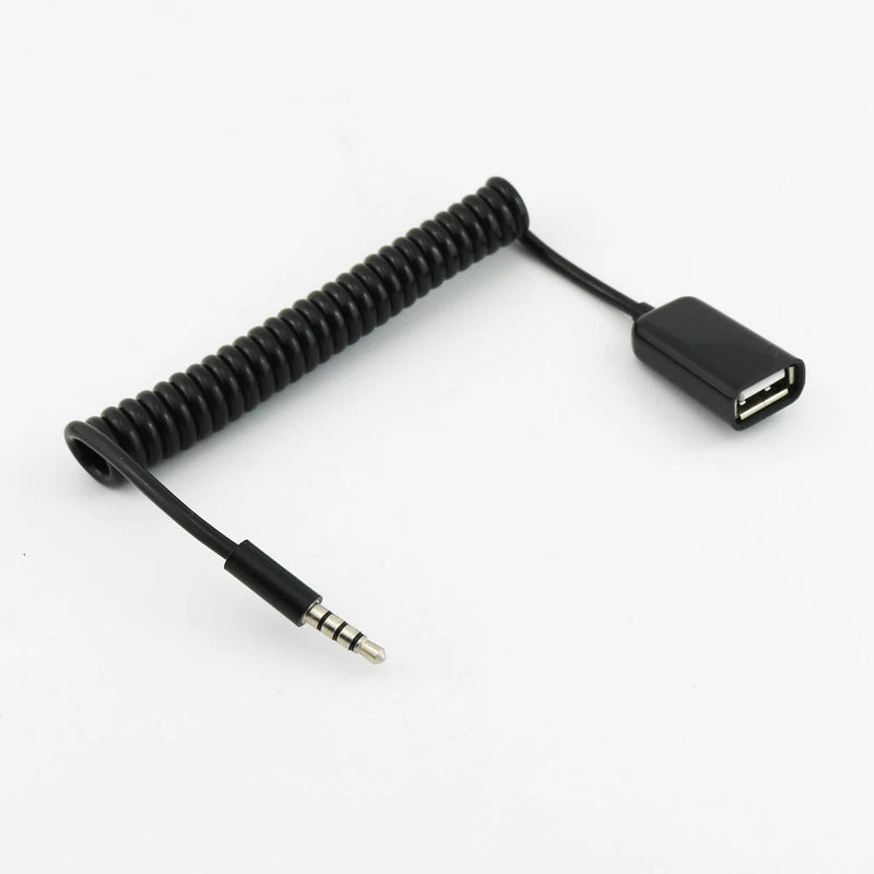 10x USB 2.0 Female To 3.5mm 4 Pole Male Audio Retractable/Spring AUX Input Cable