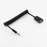 10x USB 2.0 Female To 3.5mm 4 Pole Male Audio Retractable/Spring AUX Input Cable