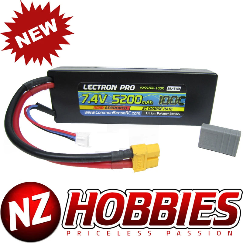 Lectron Pro 7.4V 5200mAh 100C Lipo Battery w/ XT60 Connector+Adapter for TRAXXAS Battery