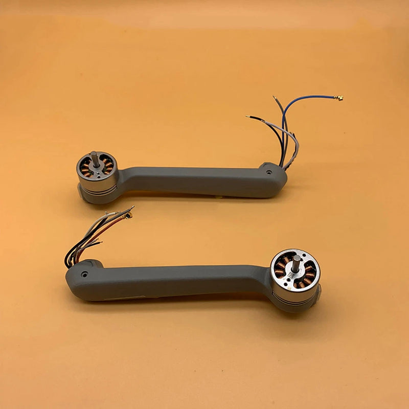 Drone arm assembly with motors and wiring, gray left and right arms